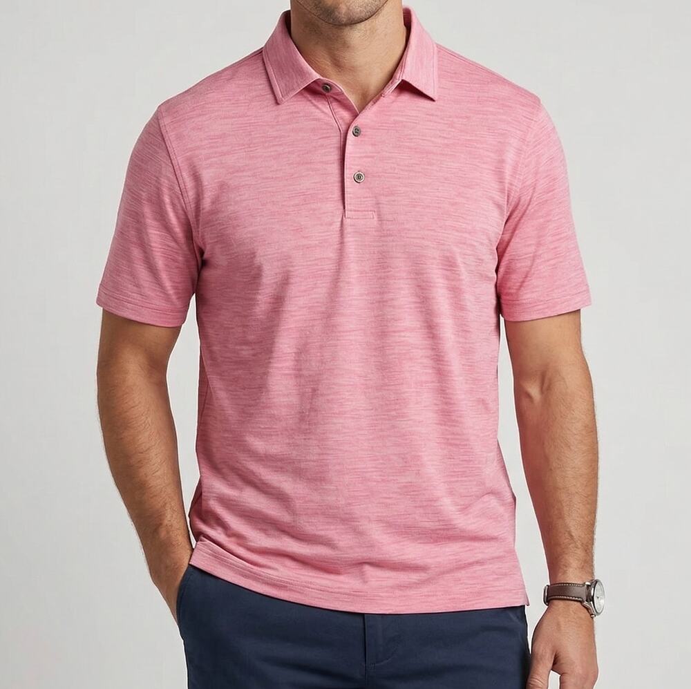 FJ FootJoy Mens XL Pink Polyester Short Sleeve Polo Shirt